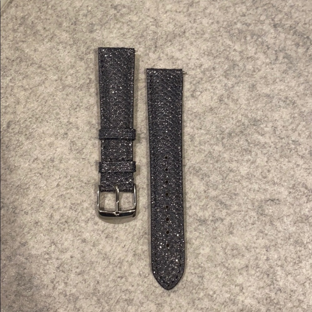 Sparkling Grey Leather 18mm Michele Watch Strap